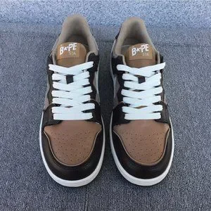 Bape Shoes A Bathing Ape Bape Sk8 Sta Brown Ivory Sneakers